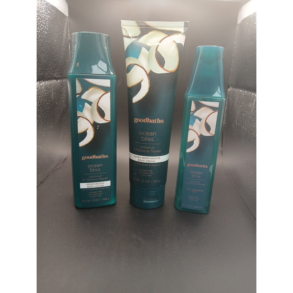 Goodbaths Ocean Bliss 3 Piece Set...Lotion, Body Cream, Fine Fragrance Mist. New